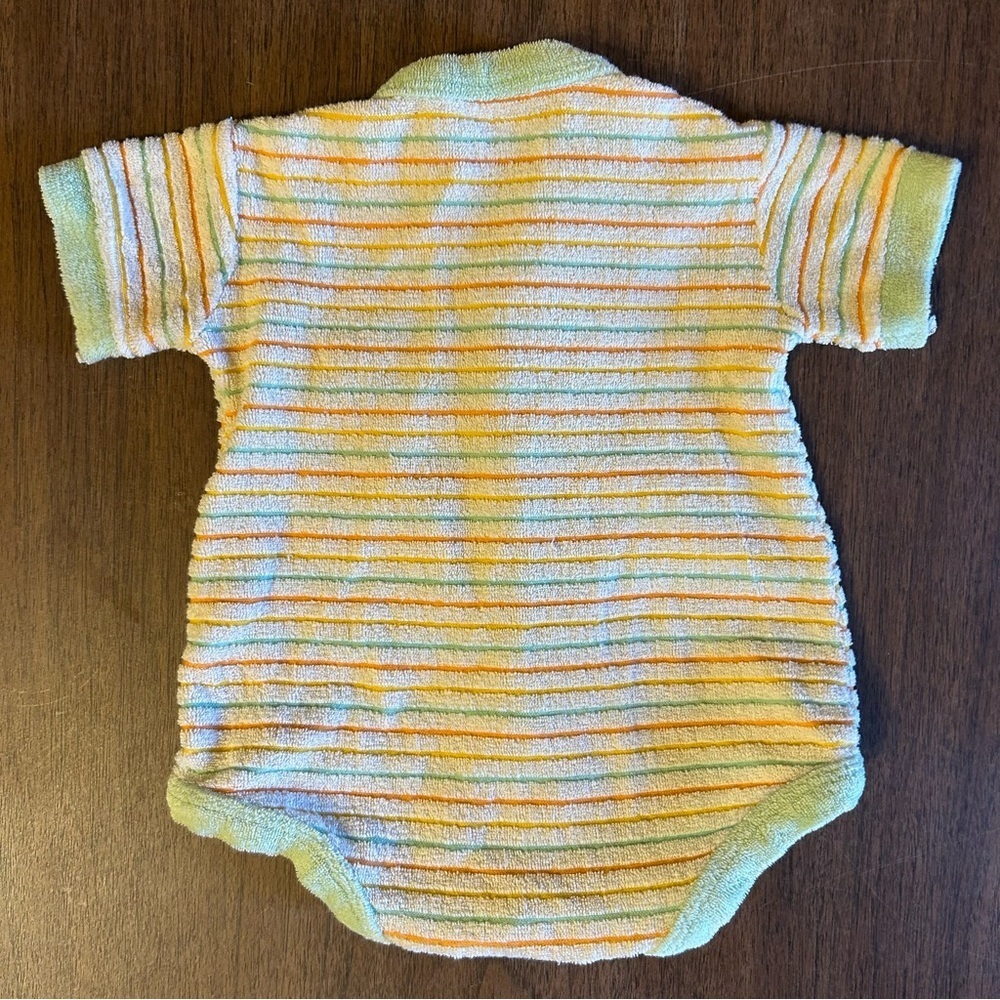 Vintage Babygro Gerber 3M One Piece Terry Cloth Boys 70s Striped Rocking Horse - Picture 3 of 5